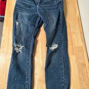 Pistola Distressed Straight Leg Jeans in Blue skinny raw ankle